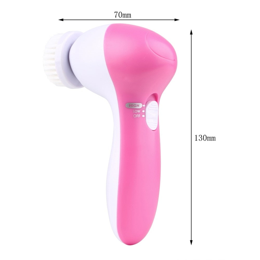 5in1 Electric Wash Face Machine Facial Pore Cleaner Body Cleansing Massage face brush make up Massager Brush women clean brushes - ebowsos