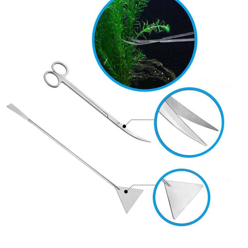 5pcs Aquarium Plant Maintenance Tools Kit Lightweight and Delicate Functional Diversity Curve Straight stainless Scissors Set - ebowsos