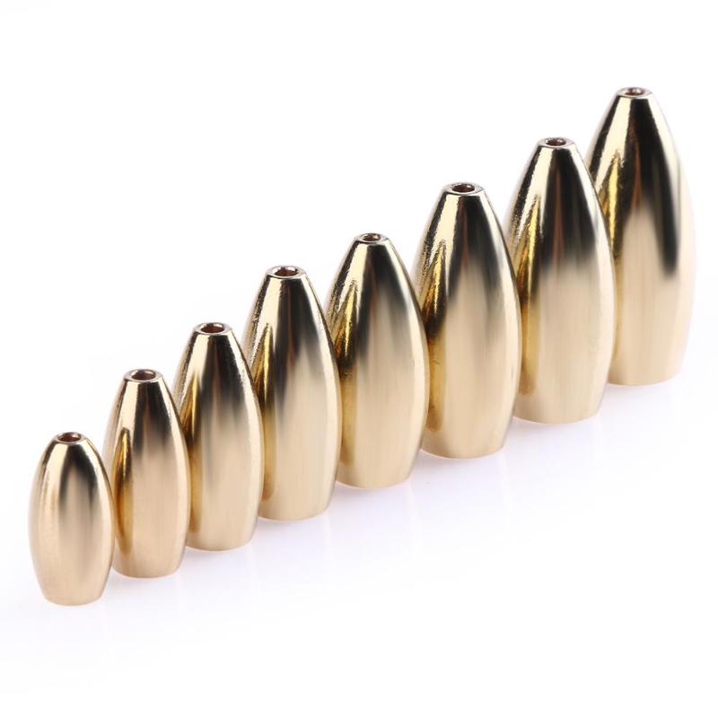 5pcs Copper Weights Lead Sinkers Olive Shaped Lead Sinker Fast Sinking Copper Weights for Sea Fishing Tackle Accessories3.5g-21g-ebowsos