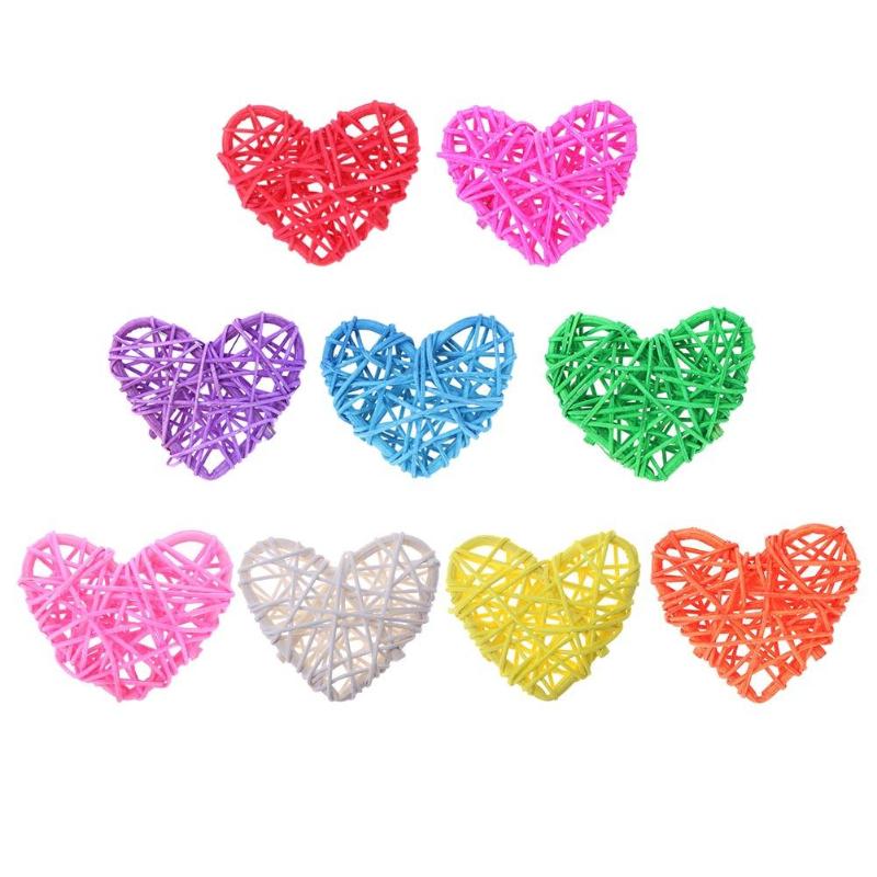 5pcs Cute Heart Rattan Ball DIY Ornament Birthday Wedding Party Decor GiftsX1 - ebowsos