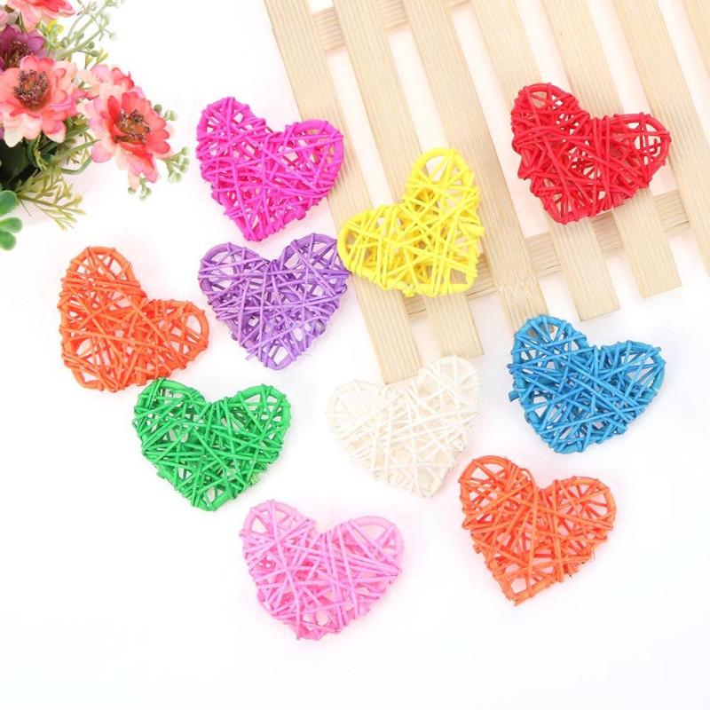 5pcs Cute Heart Rattan Ball DIY Ornament Birthday Wedding Party Decor GiftsX1 - ebowsos