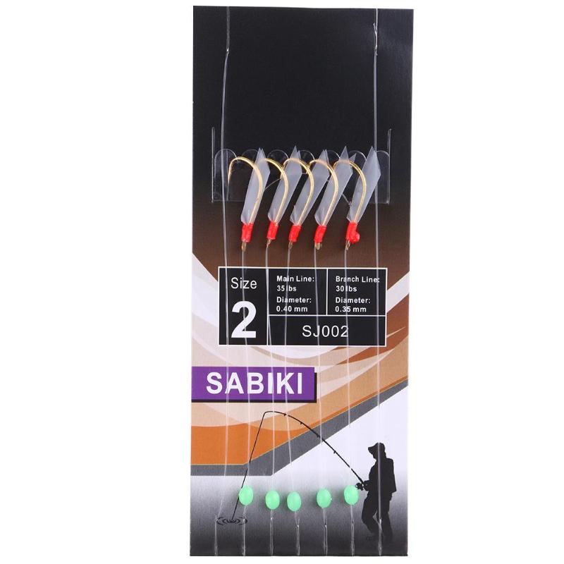 5pcs Durable Barbed Sabiki Hook Rigs Wear-resistant Fishhooks Transparent Fish Skin Barbed Sabiki Jig Hook Fishing Supplies-ebowsos