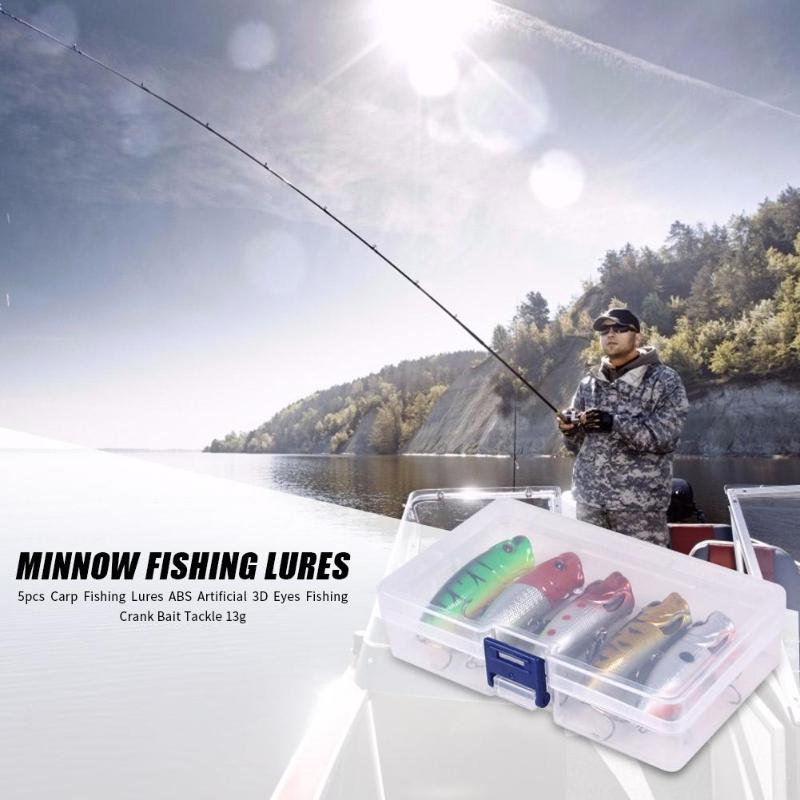 5pcs Fishing Lures Classic Delicate Minnow Fishing Lures ABS Artificial 3D Eyes Carp Fishing Bait Wobblers 13g-ebowsos