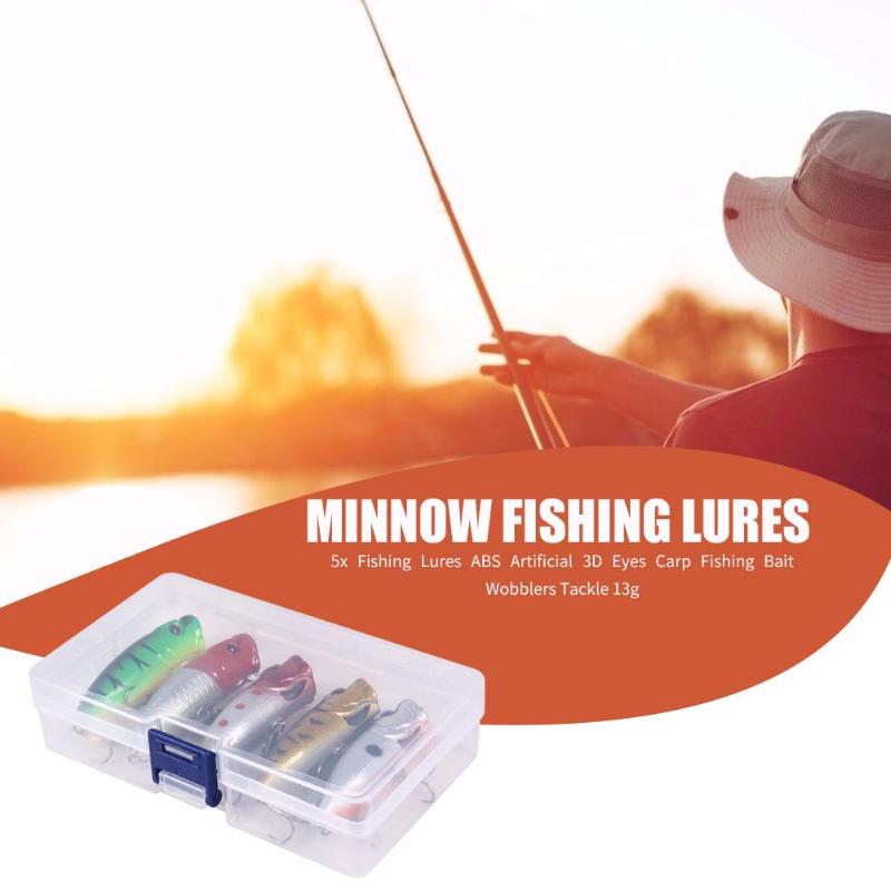 5pcs Fishing Lures Classic Delicate Minnow Fishing Lures ABS Artificial 3D Eyes Carp Fishing Bait Wobblers 13g-ebowsos