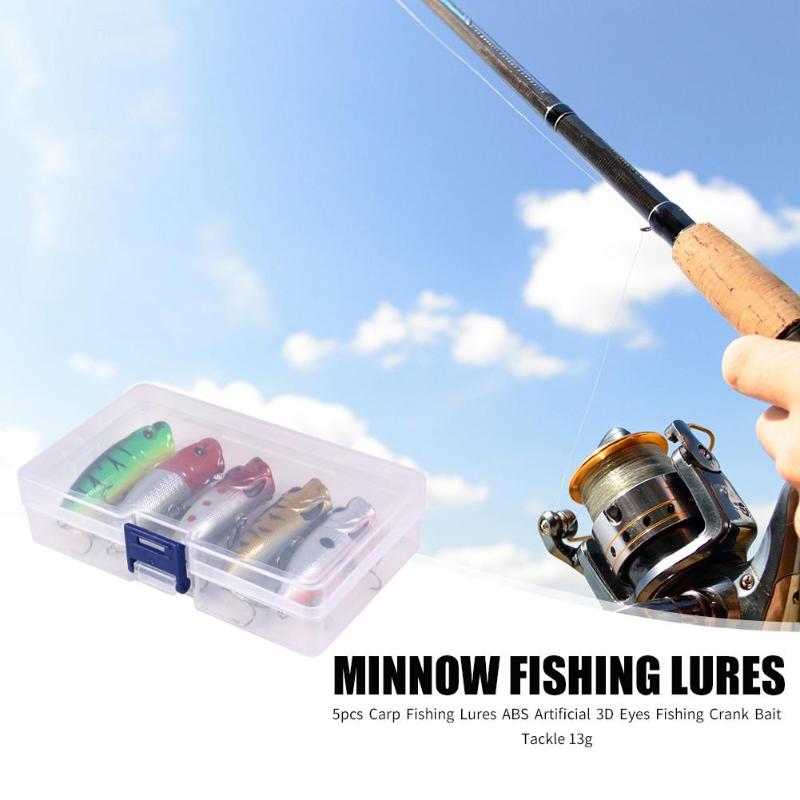 5pcs Fishing Lures Classic Delicate Minnow Fishing Lures ABS Artificial 3D Eyes Carp Fishing Bait Wobblers 13g-ebowsos