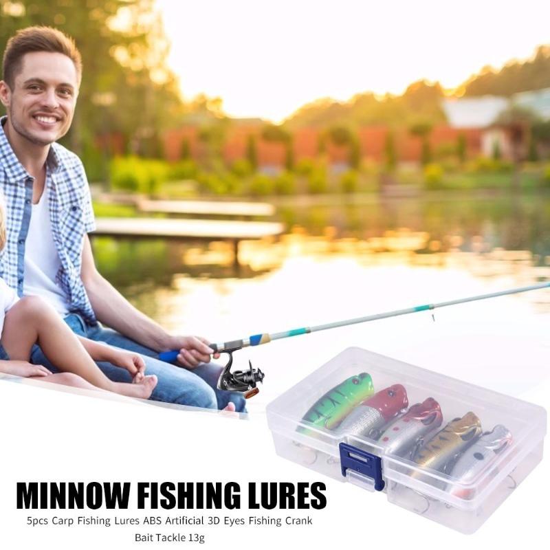 5pcs Fishing Lures Classic Delicate Minnow Fishing Lures ABS Artificial 3D Eyes Carp Fishing Bait Wobblers 13g-ebowsos