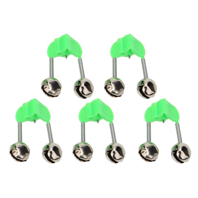 5pcs Fishing Rod Bite Alarms Fishing Rod Bells Rod Double 34g Twin Bells Stalk Clamp Tip Clip Ring Fishing Tackle Accessory-ebowsos