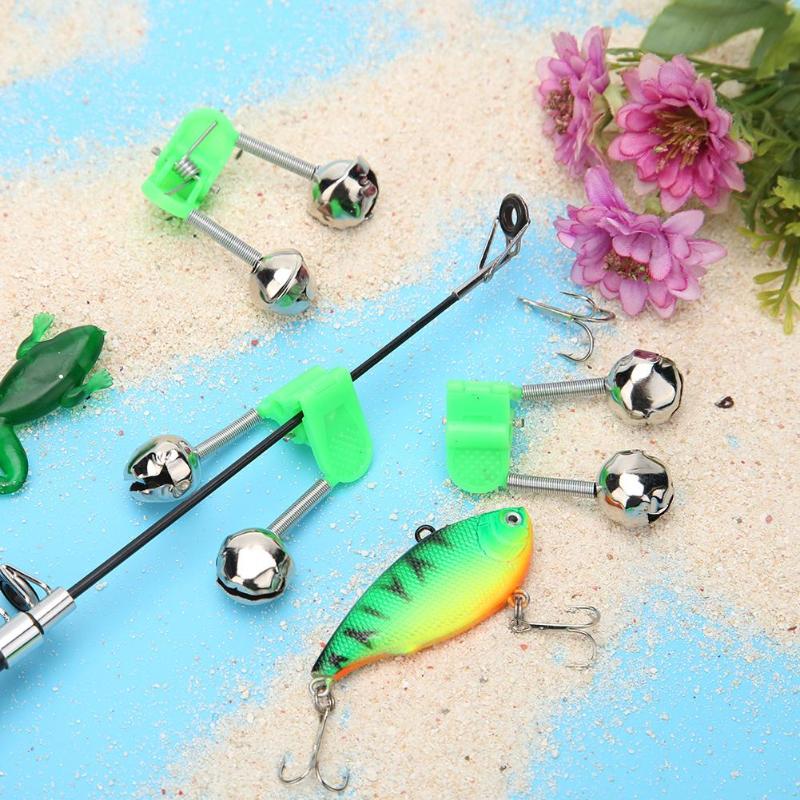 5pcs Fishing Rod Bite Alarms Fishing Rod Bells Rod Double 34g Twin Bells Stalk Clamp Tip Clip Ring Fishing Tackle Accessory-ebowsos