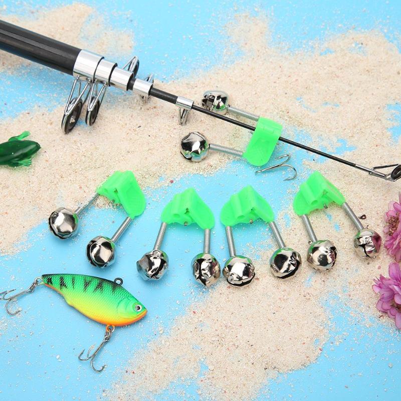 5pcs Fishing Rod Bite Alarms Fishing Rod Bells Rod Double 34g Twin Bells Stalk Clamp Tip Clip Ring Fishing Tackle Accessory-ebowsos