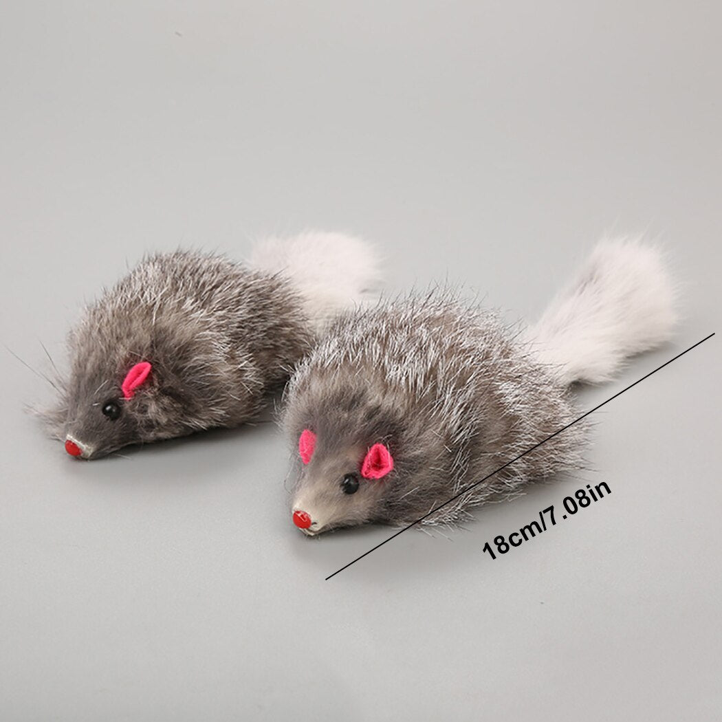 5pcs Furry Plush Cat Toy Soft Solid Interactive Mice Mouse Toys For Cats Funny Kitten Toy Pet Cats Training Game Pet Supplies-ebowsos