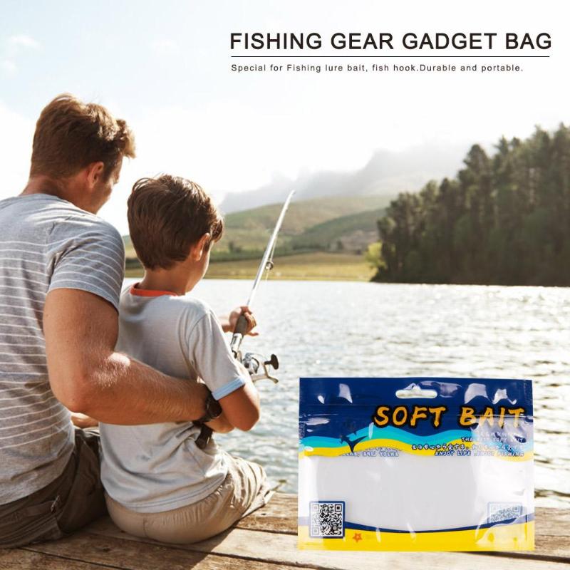 5pcs PVC Soft Fishing Lure Bait Storage Bag Self Seal Zipper Packaging Case-ebowsos