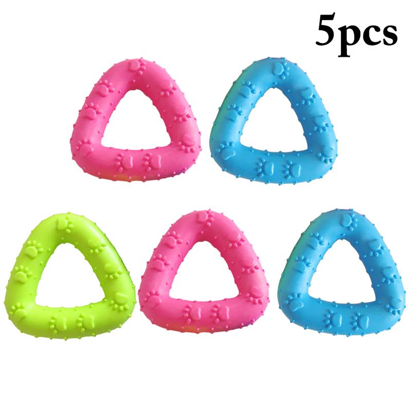 5pcs Pet Chew Toys Set Cute Triangular Paw Print Dog Training Toy Dog Teething Toy Pet Supplies-ebowsos