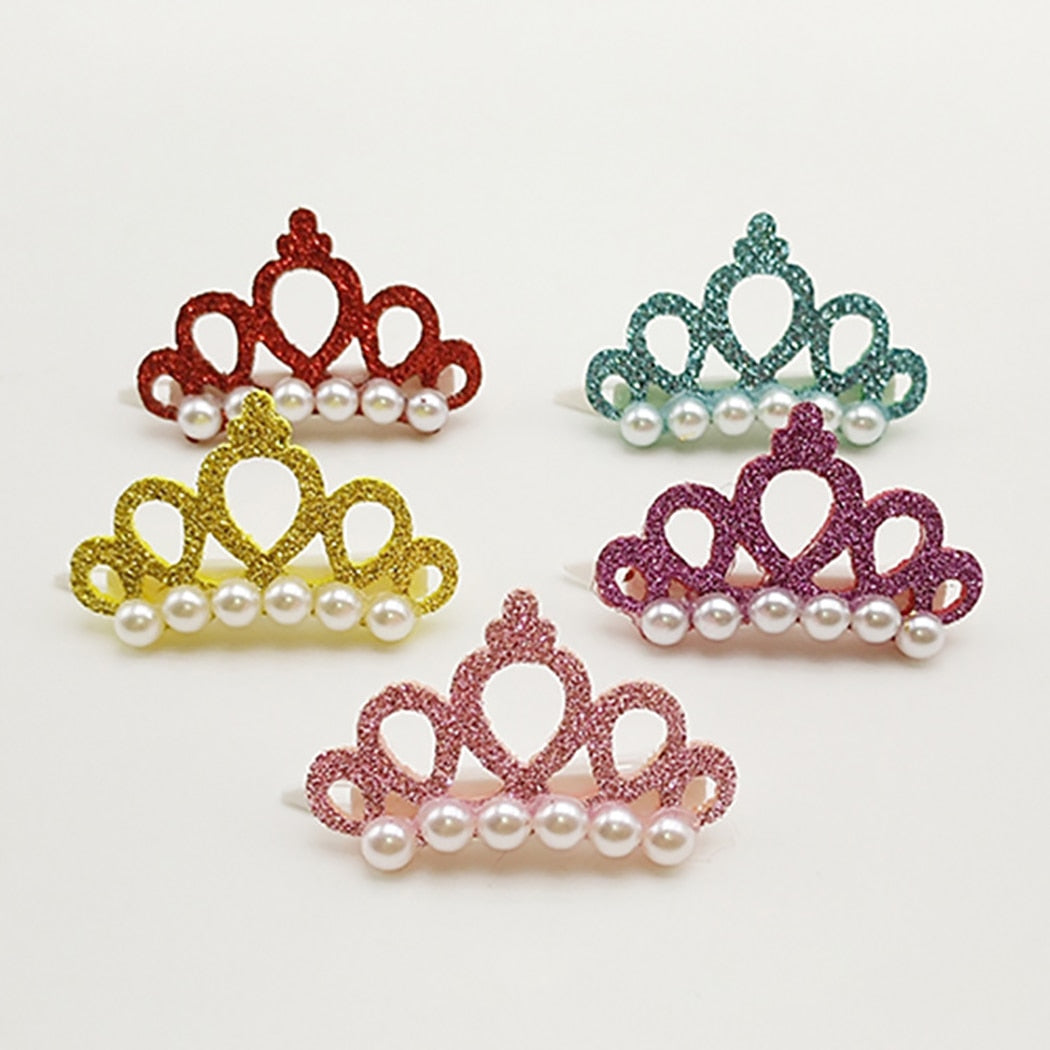 5pcs Pet Hair Clip Faux Pearl Crown Shape Dog Hair Clip Pet Hair Accessory Clothing Accessories Pet Dress Up For Party-ebowsos