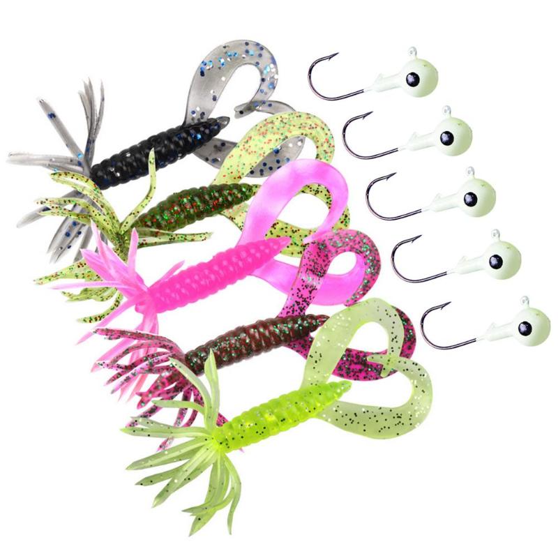 5pcs Simulation Bait 7cm/1.8g Bionic Soft Lures Umbrella-shaped Shiner Jig Simple PVC Fishing Baits Marine River Fishing Bait-ebowsos