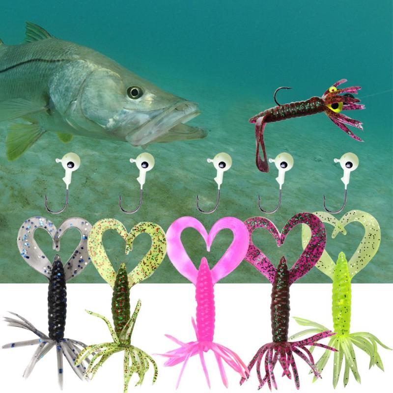 5pcs Simulation Bait 7cm/1.8g Bionic Soft Lures Umbrella-shaped Shiner Jig Simple PVC Fishing Baits Marine River Fishing Bait-ebowsos