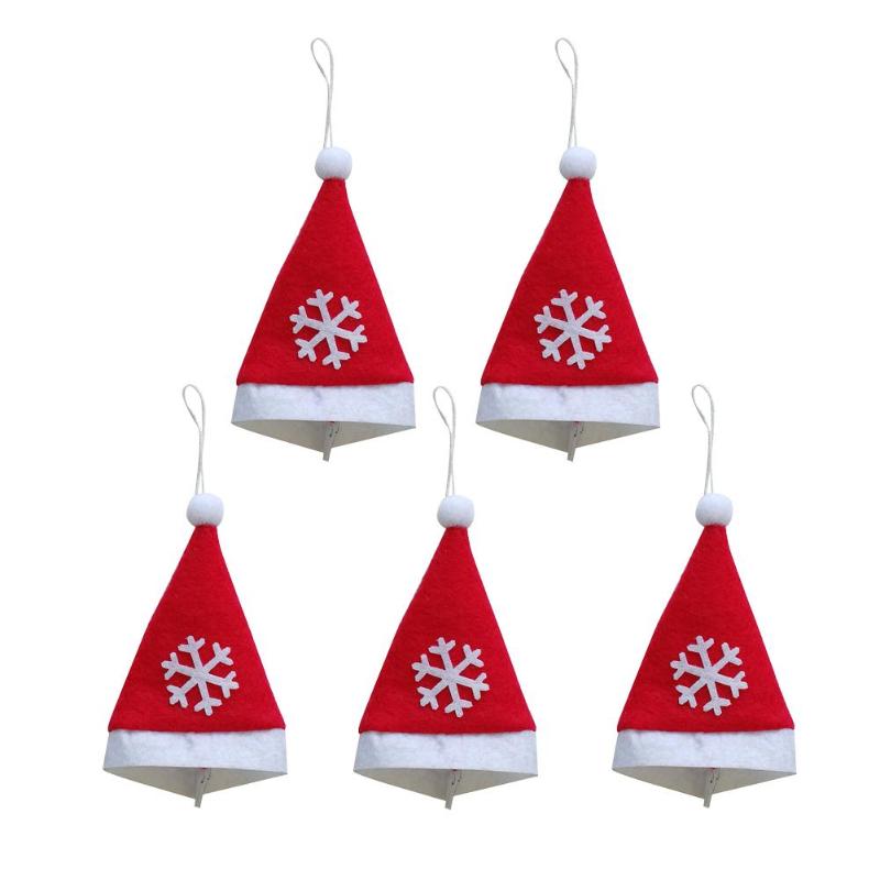 5pcs Snowflakes Christmas Hat Xmas Tree Ornaments Knife Fork Pouch Holder - ebowsos