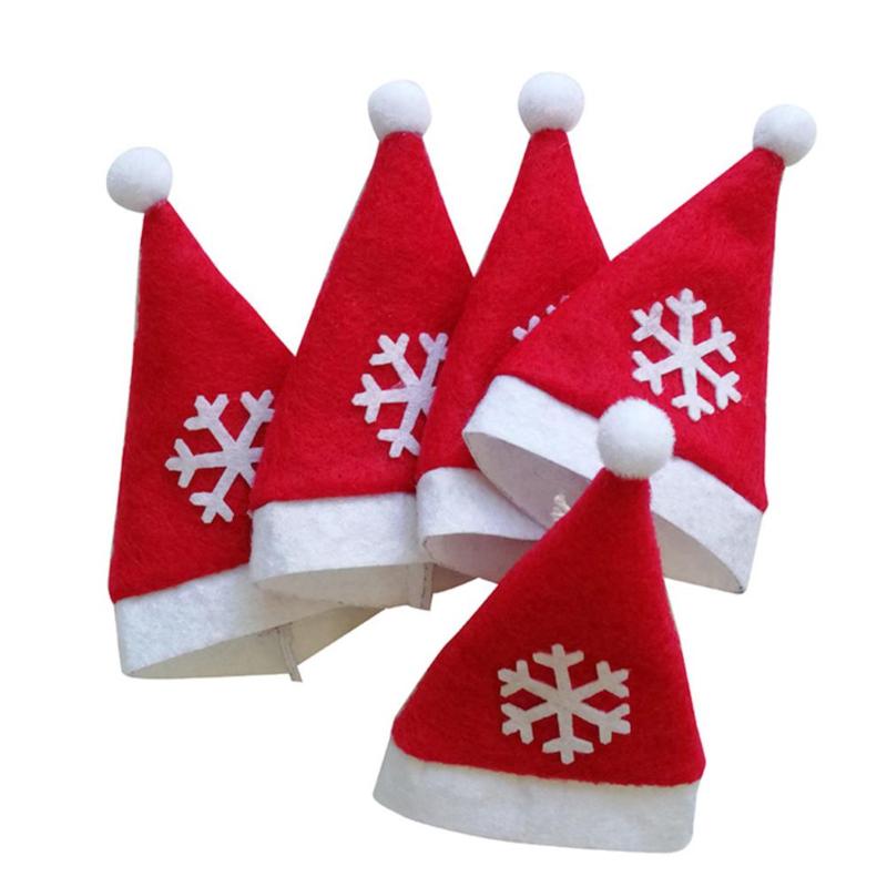 5pcs Snowflakes Christmas Hat Xmas Tree Ornaments Knife Fork Pouch Holder - ebowsos