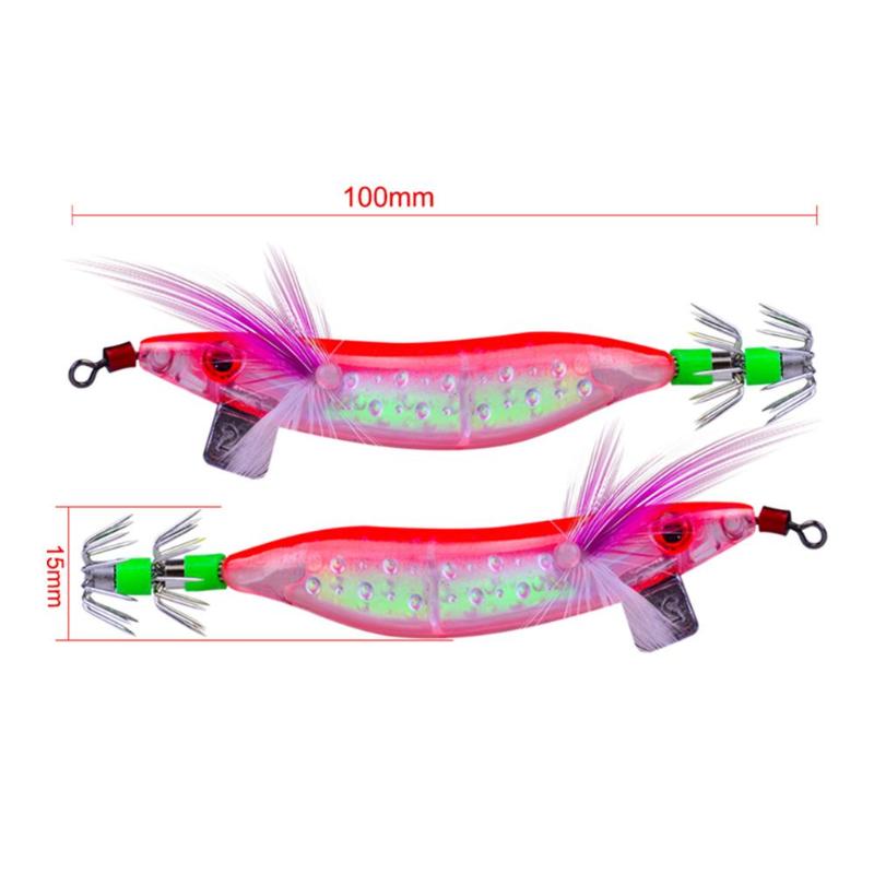 5pcs/lot Luminous Fishing Lure 10cm 8g good fishing lure quality professional bait Wood Luminous Shrimp Squid Lure-ebowsos