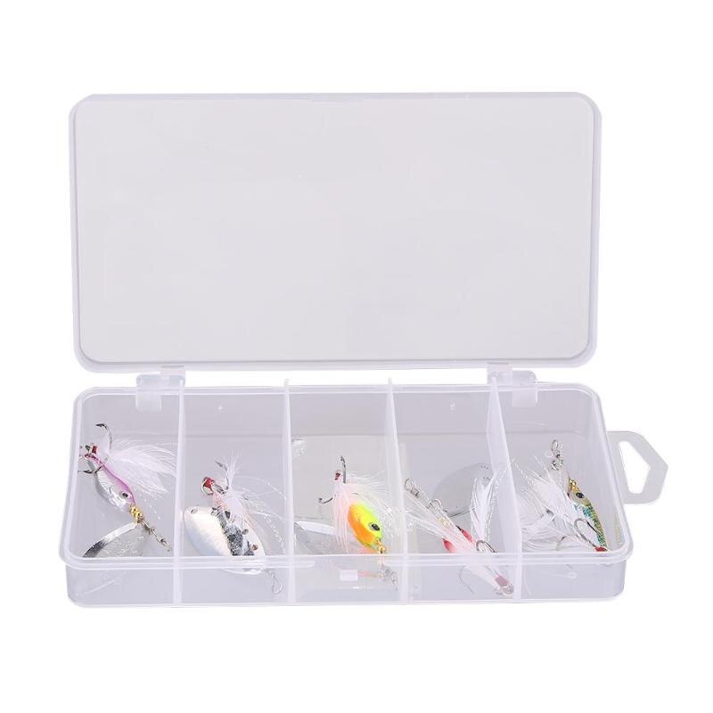 5pcs/pack Mixed 3 Treble Hooks Rotating Sequins Sinking Fishing Baits Set-ebowsos