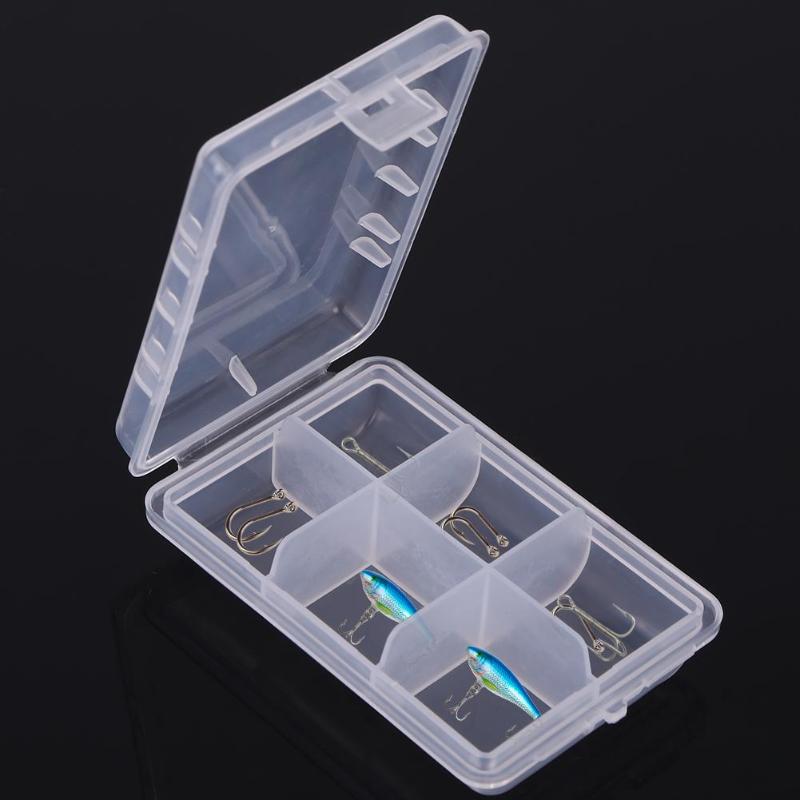 6 Compartments Mini Fishing Tackle Box Fish Lures Hooks Baits Plastic Storage Holder Portable Fish Gear Storage Organizer-ebowsos