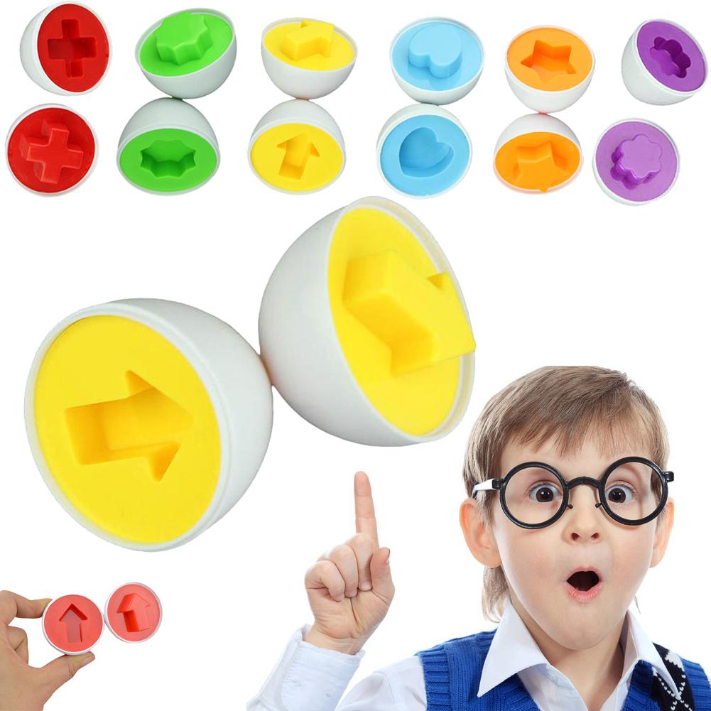 6 Pcs/Set Smart Eggs Toy Learning Education Toy Mixed Shape Wise Pretend Puzzle Smart Baby Kid Learning Tool-ebowsos