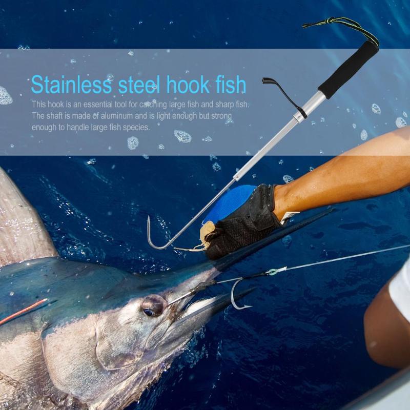 60/90/120CM Fishing Gaff Grip Holder Outdoor Stainless Steel Flexible Spear Hook Fishing Gripper handle Tackle Tools Pesca-ebowsos