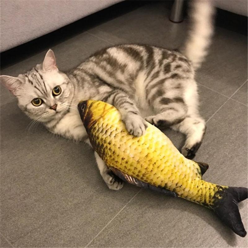 60cm Large Size Artificial Catmint Fish Toys Catnip Cats Kitten Playing Toy Crucian Pet Cat Supplies Goods Accessories - ebowsos