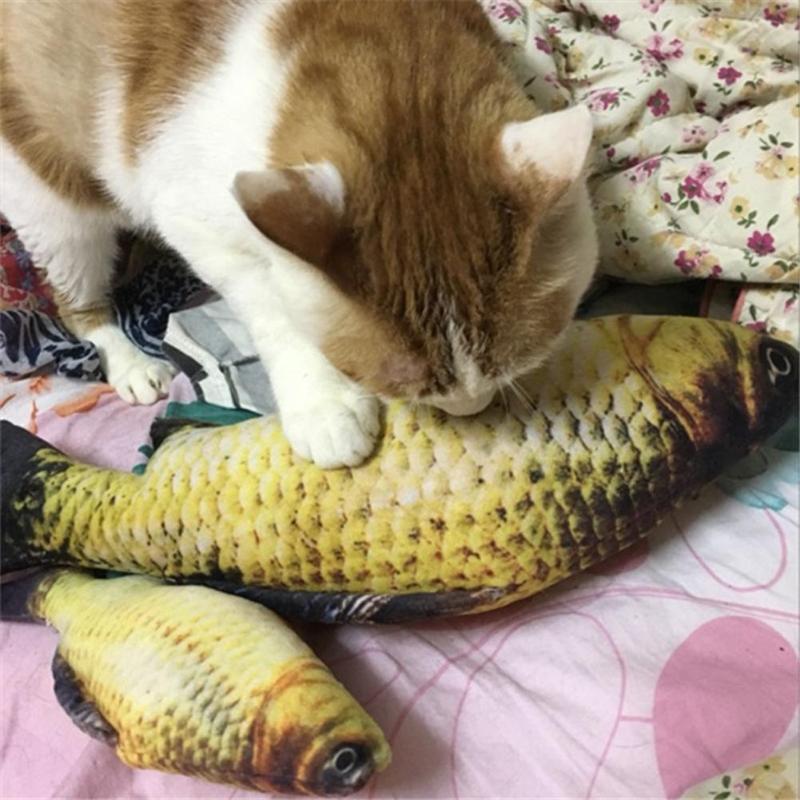 60cm Large Size Artificial Catmint Fish Toys Catnip Cats Kitten Playing Toy Crucian Pet Cat Supplies Goods Accessories - ebowsos