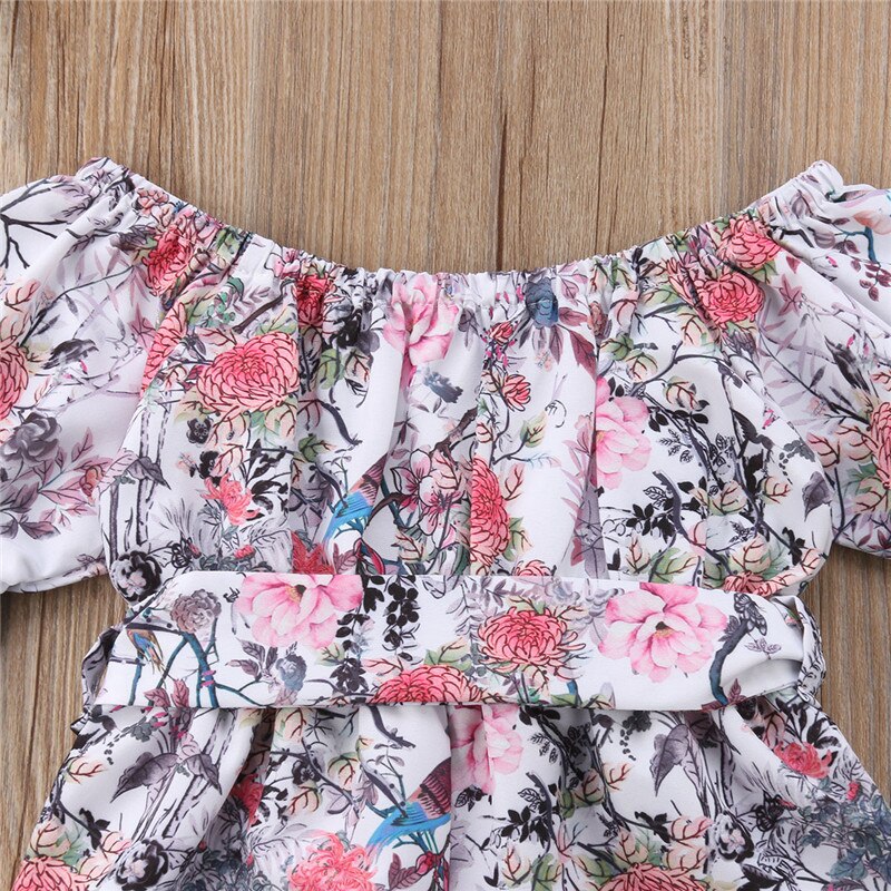 6M-5Y Toddler Kids Baby Girl Jumpsuit Flare Sleeve Romper Short Pants Baby Girl One-Piece Clothes - ebowsos