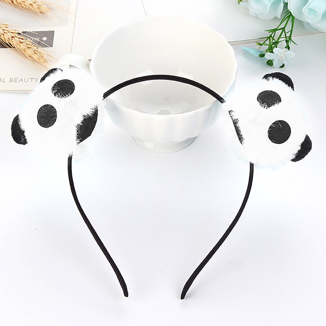 6PCS Cute Plush Hair Ball Headband Panda Head Buckle Party Decoration Headband Lovely Panda Decor Party Headband For Kids-ebowsos