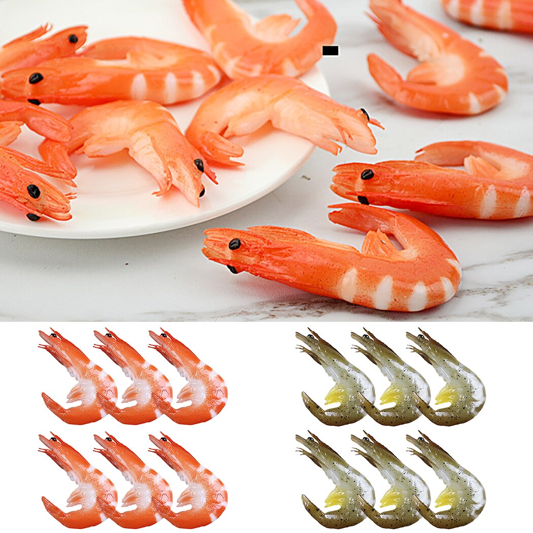 6PCS Simulation PVC Shrimp Simulation Lobster Crab Model High Imitation Shrimp Shooting Prop Fake Food Model Photo Props-ebowsos