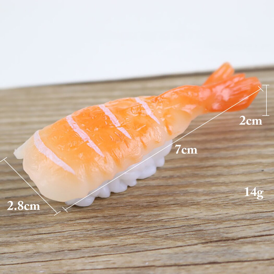 6PCS Simulation Sushi Model Japanese Food Shooting Decoration Props Salmon Squid Cooked Shrimp Scallop Yellow Skin Tuna Sushi-ebowsos