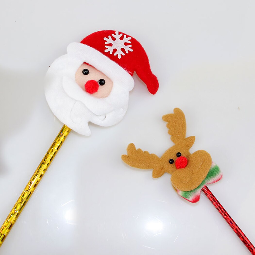 6PCS Stuffed Santa Claus Lightless Snowman Ballpoint Pen Creative Christmas Gift for Children Office School Cute Supplies-ebowsos