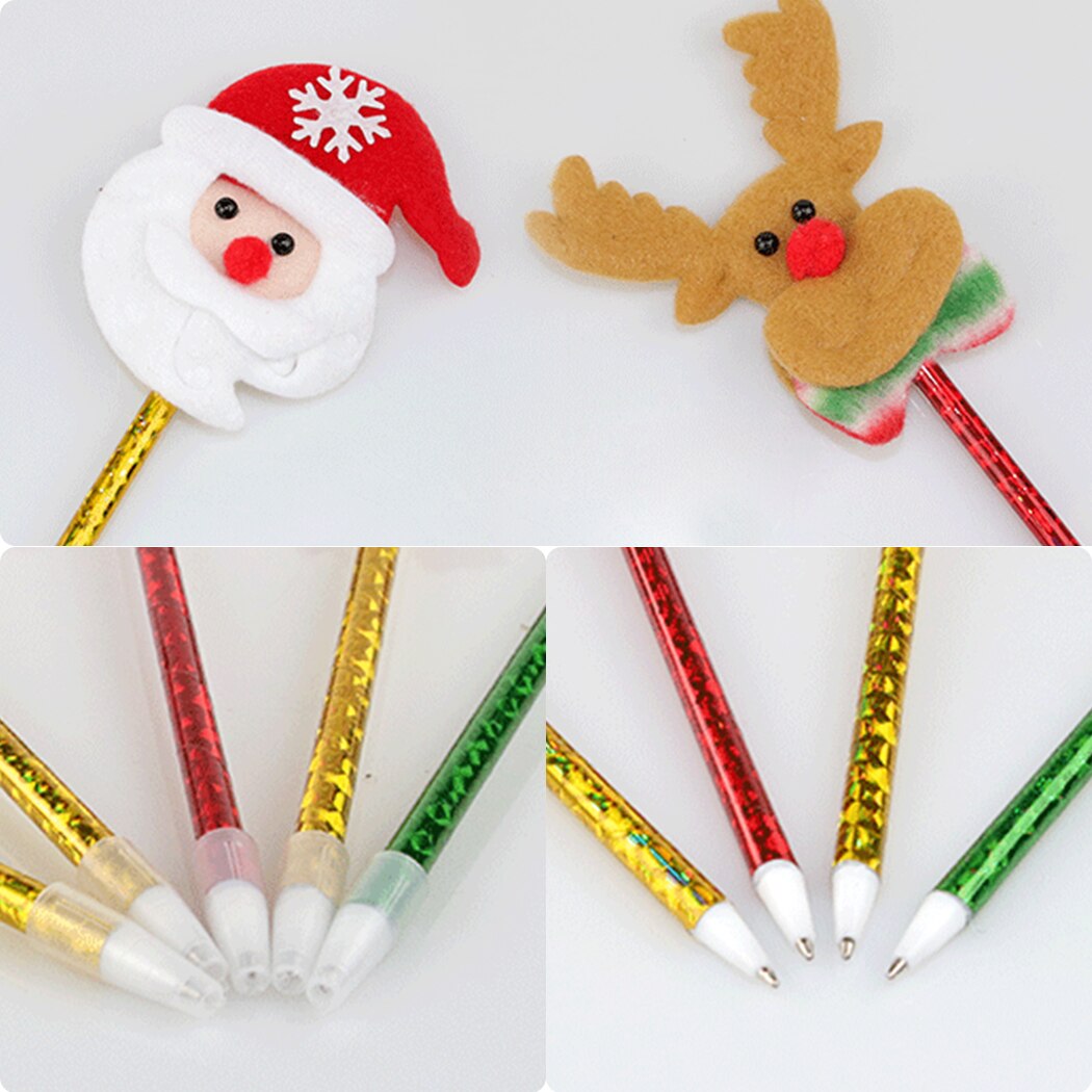 6PCS Stuffed Santa Claus Lightless Snowman Ballpoint Pen Creative Christmas Gift for Children Office School Cute Supplies-ebowsos