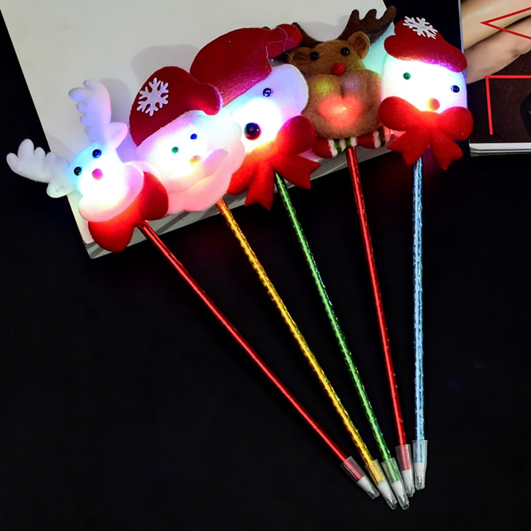 6PCS Stuffed Santa Claus Lightless Snowman Ballpoint Pen Creative Christmas Gift for Children Office School Cute Supplies-ebowsos