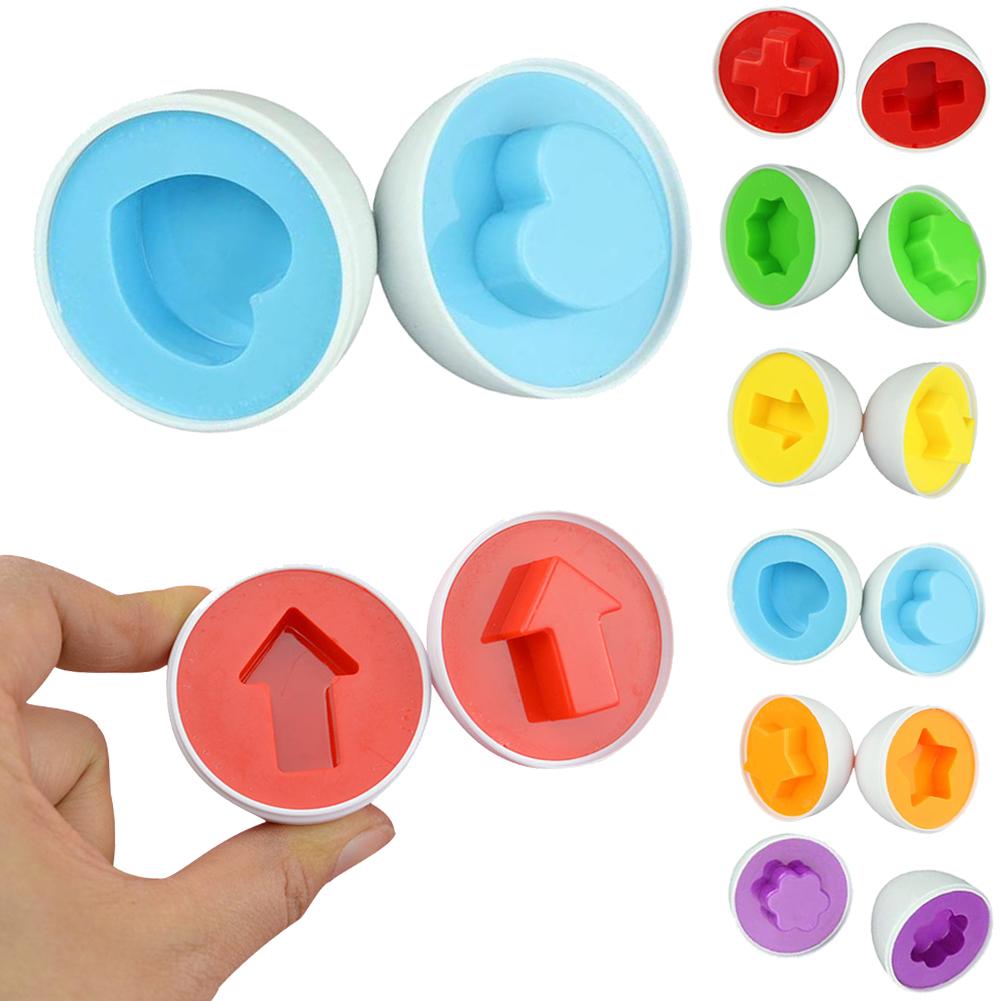 6Pcs Eggs Learning Education Toys Kids Mixed Shape Wise Pretend Puzzle Smart Baby Kid Learning Toys Tool Brain Games-ebowsos