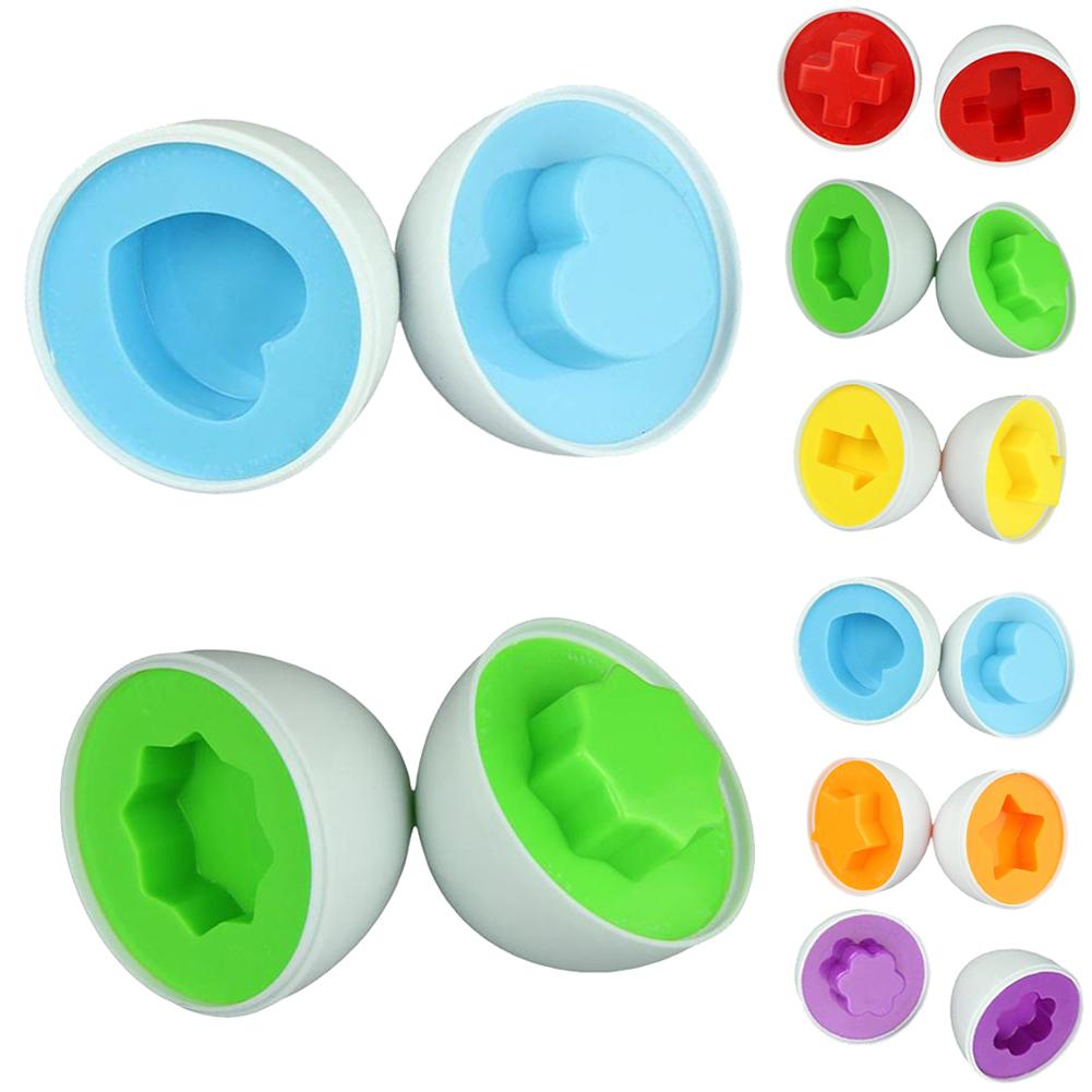 6Pcs Eggs Learning Education Toys Kids Mixed Shape Wise Pretend Puzzle Smart Baby Kid Learning Toys Tool Brain Games-ebowsos