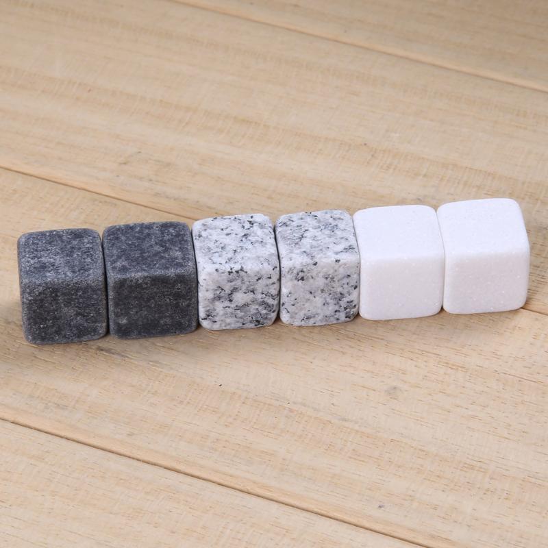 6Pcs Natural Whiskey Stones Rock Ice Stone Sipping Whisky Alcohol Cooler Wedding Favor Gifts Christmas Bar Accessories - ebowsos