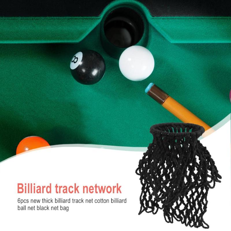 6pcs Billiard Pool Snooker Table Cotton Mesh Net Bags Pockets Club Kit-ebowsos