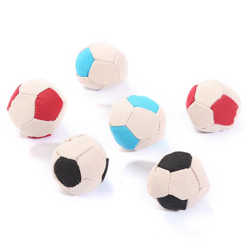 6pcs Bite Resistant Pet Ball Toys Set Creative Canvas Football Shape Cat Ball Toy Cat Play Toy Pet Supplies Cat Favors-ebowsos