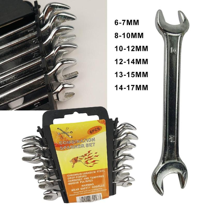 6pcs Dual-purpose Wrench Kit Metric Combination Spanner Set Hardware Tool - ebowsos