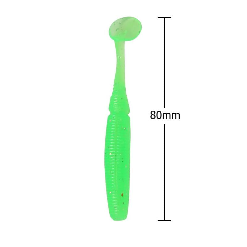 6pcs Fish Lure T-tail Soft Worm Soft Worm Bait Fishing Lure Grub Worm Artificial Silicone Soft Lure-ebowsos