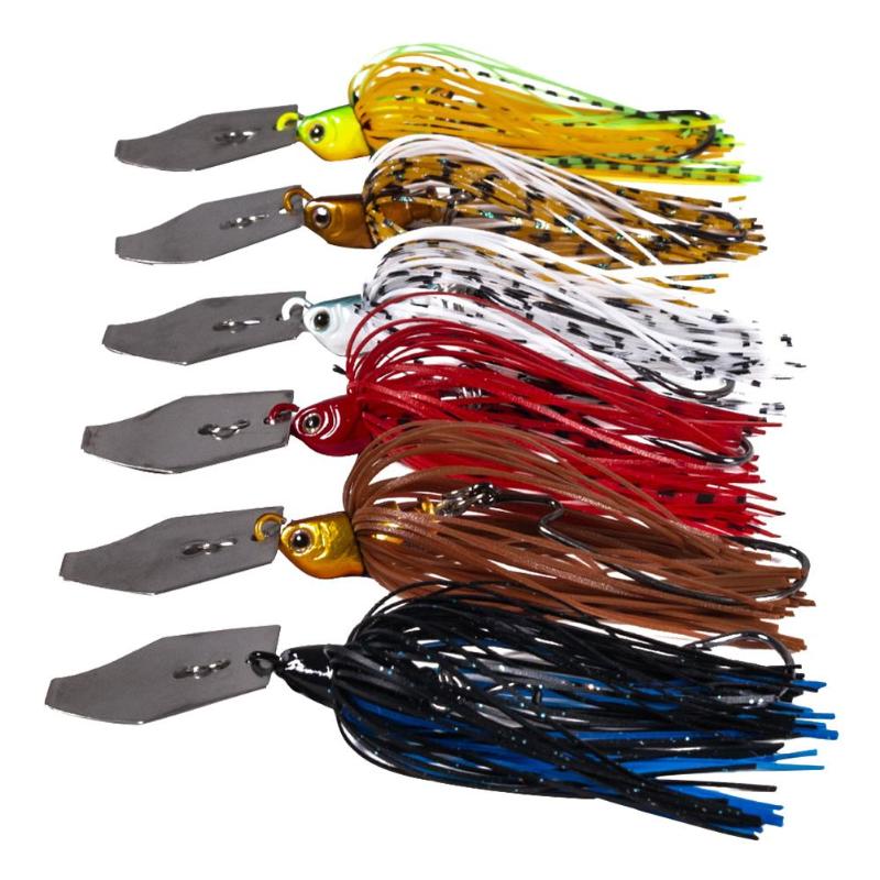 6pcs Fishing Spinnerbait Skirt Metal Jig Simulation Sequins Spinner Beard Crankbait With Beard Outdoor River Fishing Accessory-ebowsos