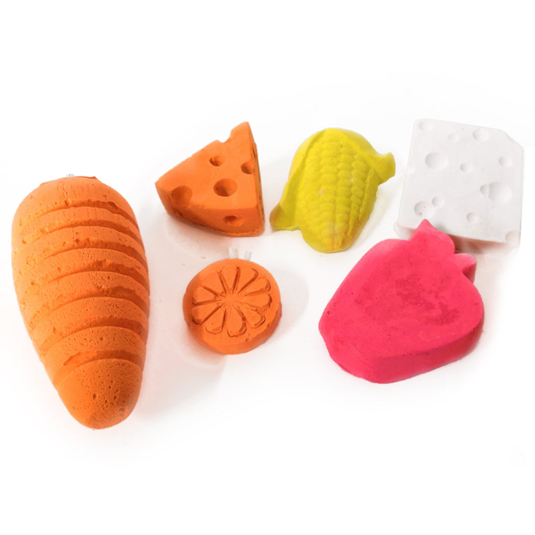 6pcs Funny Small Pet Toy Food Cheese Corn Carrot Shaped Parrot Rabbit Hamster Chew Bite Toys Guinea Pig Tooth Cleaning Toys-ebowsos