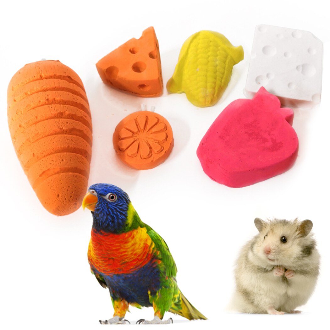 6pcs Funny Small Pet Toy Food Cheese Corn Carrot Shaped Parrot Rabbit Hamster Chew Bite Toys Guinea Pig Tooth Cleaning Toys-ebowsos