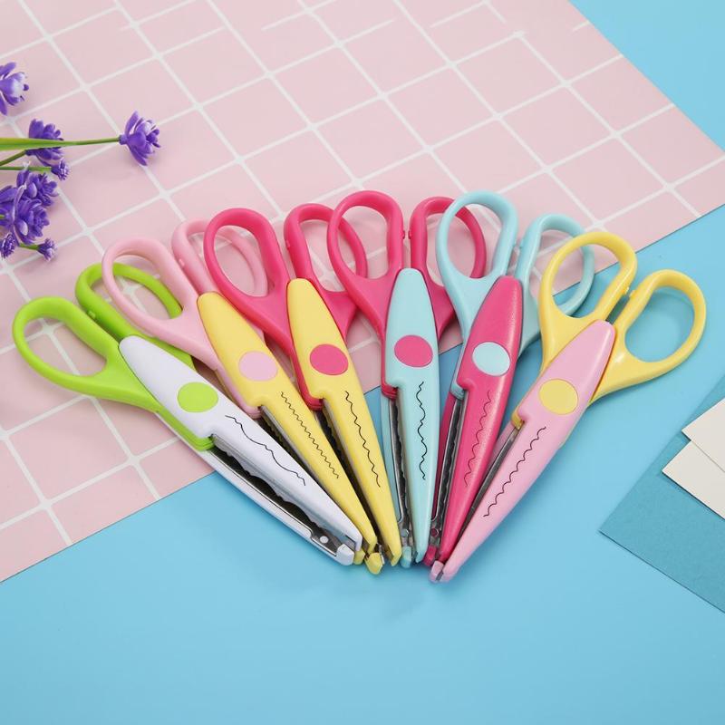 6pcs Stainless Steel Plastic DIY Scrapbook Scissors Delicate Photo Lace Craft Scissors Necessary Cutting Paper Cloth Gadgets - ebowsos