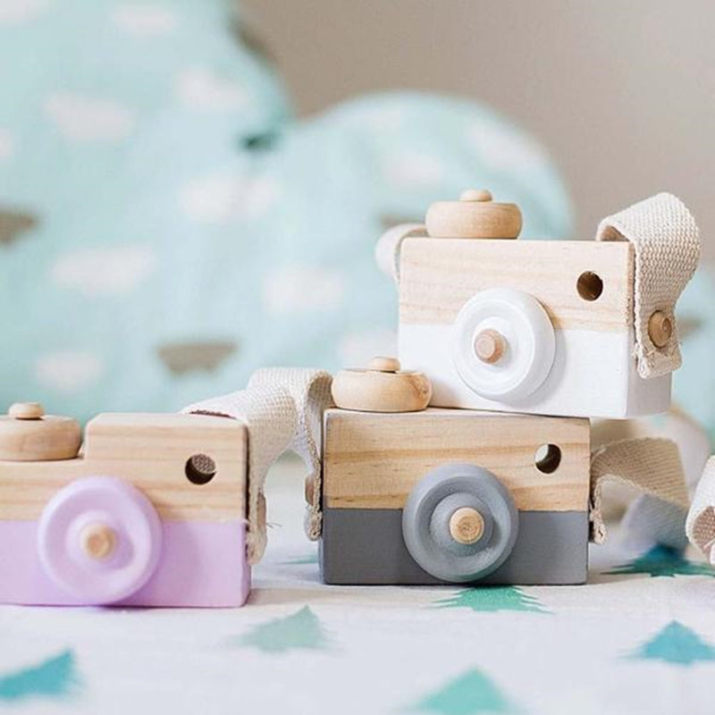 7 Colors Baby Cute Wooden Camera Toy Children Fashion Clothing Accessory Safe And Natural Toys Birthday Christmas Gift for Drop-ebowsos