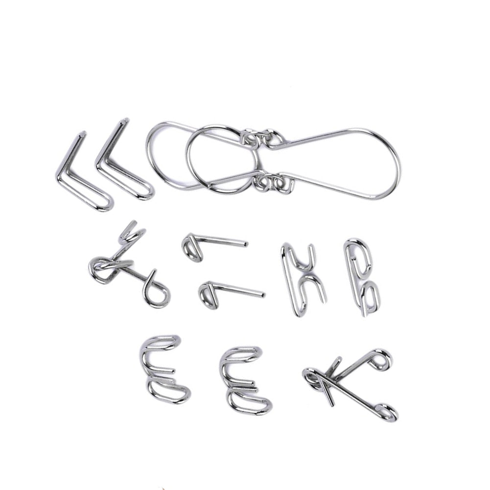 7 pcs/set Metal Wire Puzzle IQ Mind Brain Teaser Puzzles Game For Adults Kid Eeducational Toy Drop Shipping-ebowsos