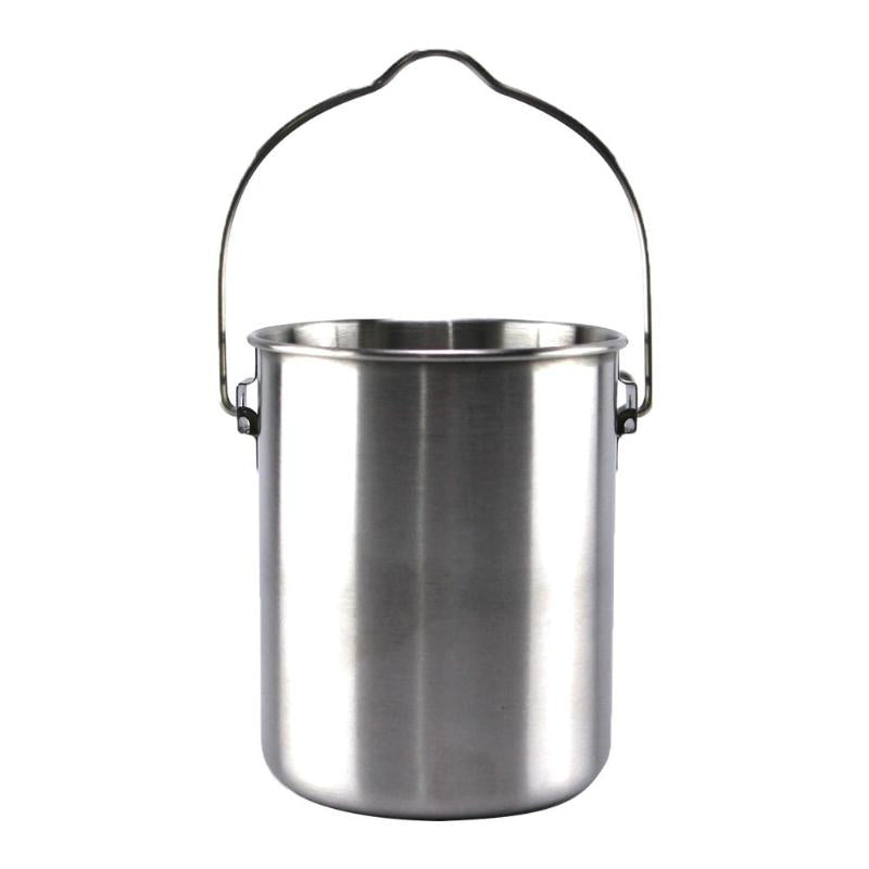 750ml Stainless Steel Outdoor Camping Hang Pot Water Cup Foldable with Lid Picnic Hang Pot-ebowsos