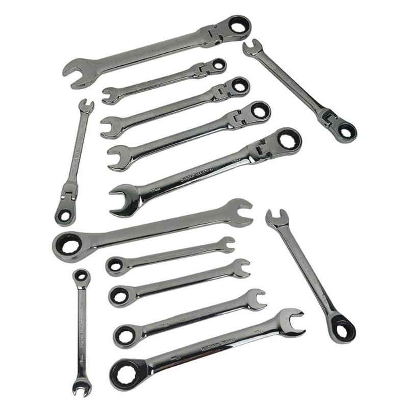 7pcs/set 8-19 mm CRV Steel Ratchet Wrench Metric Quick Offset Spanner Kit CRV Steel High Hardness Wear Resistance DIY Tools - ebowsos